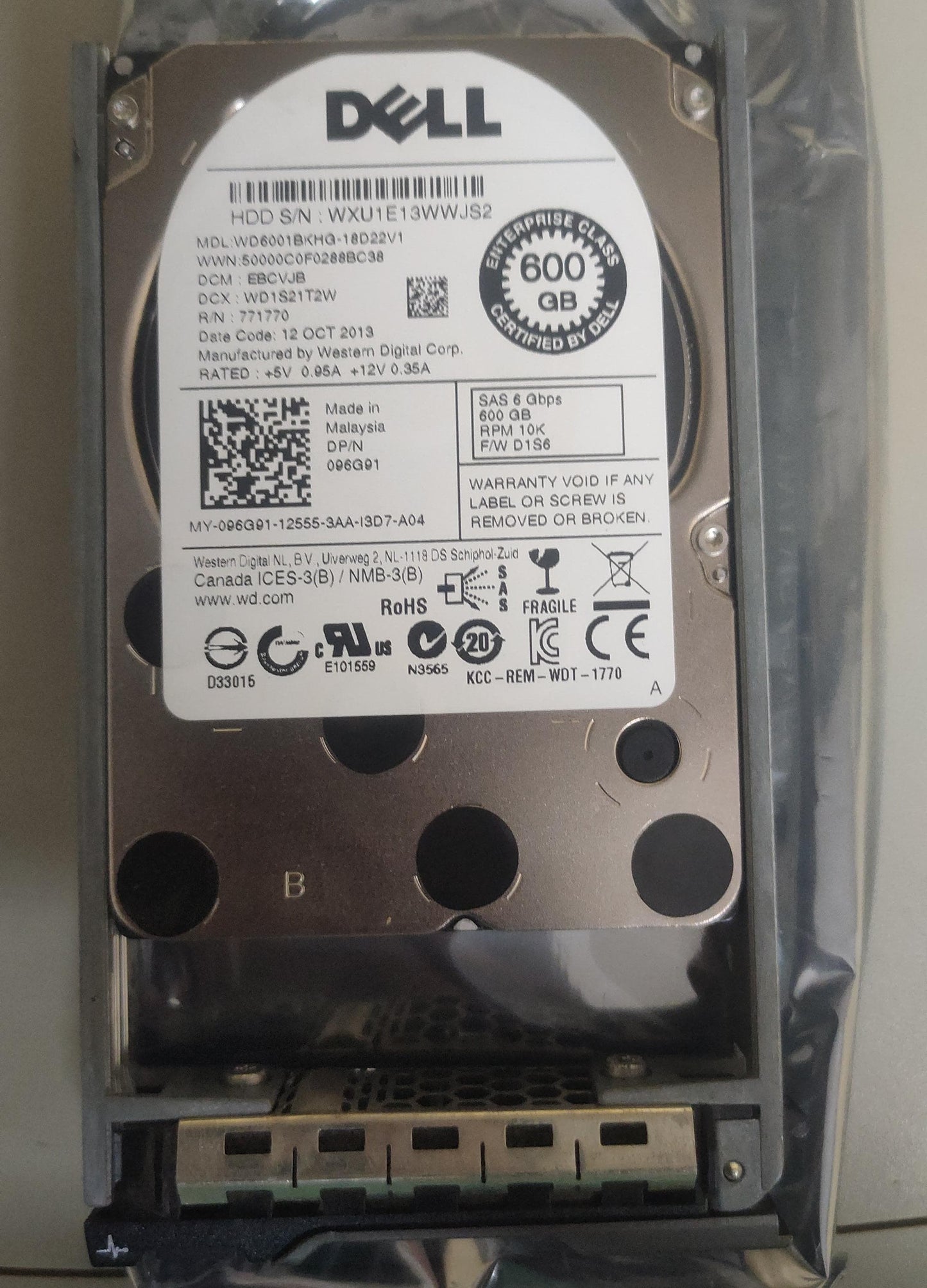 096G91 Dell 600GB 6G 10K 2.5 SAS